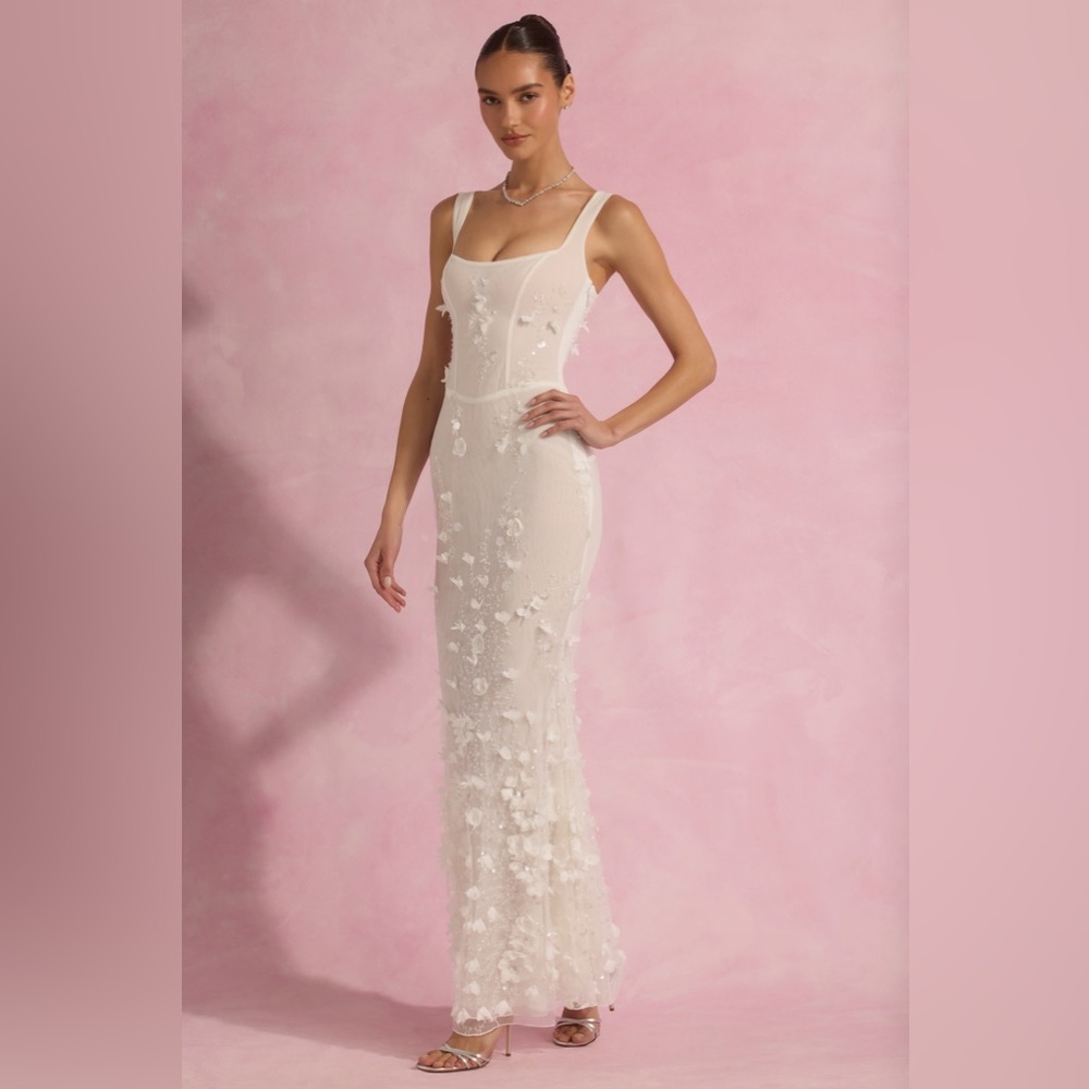 Vasanta Embellished Fishtail Corset Gown in White (WORN ONCE)
